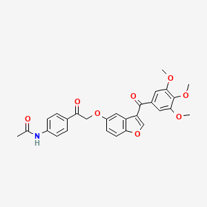 molecular formula C28H25NO8 B11143501 N-{4-[({3-[(3,4,5-trimethoxyphenyl)carbonyl]-1-benzofuran-5-yl}oxy)acetyl]phenyl}acetamide 