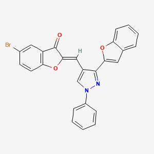 (2Z)-2-{[3-(1-benzofuran-2-yl)-1-phenyl-1H-pyrazol-4-yl]methylidene}-5-bromo-1-benzofuran-3(2H)-one