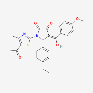 molecular formula C26H24N2O5S B11143553 1-(5-acetyl-4-methyl-1,3-thiazol-2-yl)-5-(4-ethylphenyl)-3-hydroxy-4-(4-methoxybenzoyl)-2,5-dihydro-1H-pyrrol-2-one 