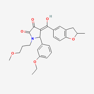 molecular formula C26H29NO6 B11143595 5-(3-ethoxyphenyl)-3-hydroxy-1-(3-methoxypropyl)-4-[(2-methyl-2,3-dihydro-1-benzofuran-5-yl)carbonyl]-1,5-dihydro-2H-pyrrol-2-one 