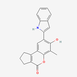 molecular formula C21H17NO3 B11143615 7-hydroxy-8-(1H-indol-2-yl)-6-methyl-2,3-dihydrocyclopenta[c]chromen-4(1H)-one 