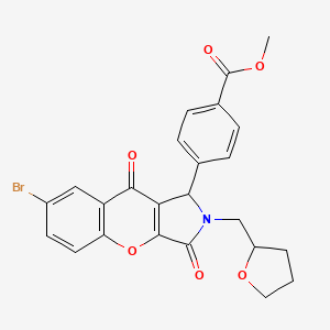 molecular formula C24H20BrNO6 B11143629 Methyl 4-[7-bromo-3,9-dioxo-2-(tetrahydrofuran-2-ylmethyl)-1,2,3,9-tetrahydrochromeno[2,3-c]pyrrol-1-yl]benzoate 