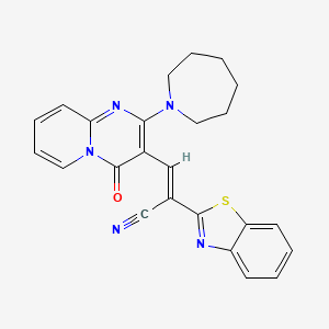 molecular formula C24H21N5OS B11143652 (2E)-3-[2-(azepan-1-yl)-4-oxo-4H-pyrido[1,2-a]pyrimidin-3-yl]-2-(1,3-benzothiazol-2-yl)prop-2-enenitrile 