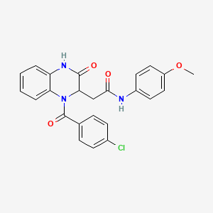 molecular formula C24H20ClN3O4 B11143672 2-{1-[(4-chlorophenyl)carbonyl]-3-oxo-1,2,3,4-tetrahydroquinoxalin-2-yl}-N-(4-methoxyphenyl)acetamide 