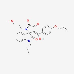 (3'E)-3'-[hydroxy(4-propoxyphenyl)methylidene]-1'-(3-methoxypropyl)-1-propylspiro[indole-3,2'-pyrrolidine]-2,4',5'(1H)-trione