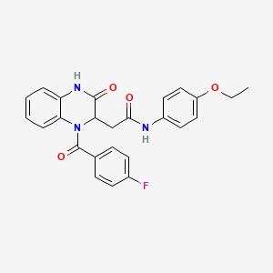 molecular formula C25H22FN3O4 B11143722 N-(4-ethoxyphenyl)-2-{1-[(4-fluorophenyl)carbonyl]-3-oxo-1,2,3,4-tetrahydroquinoxalin-2-yl}acetamide 