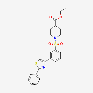 molecular formula C23H24N2O4S2 B11143731 Ethyl 1-{[3-(2-phenyl-1,3-thiazol-4-yl)phenyl]sulfonyl}-4-piperidinecarboxylate 