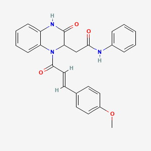 2-{1-[(2E)-3-(4-methoxyphenyl)prop-2-enoyl]-3-oxo-1,2,3,4-tetrahydroquinoxalin-2-yl}-N-phenylacetamide