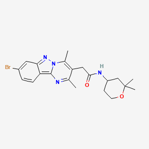 molecular formula C21H25BrN4O2 B11143803 2-(8-bromo-2,4-dimethylpyrimido[1,2-b]indazol-3-yl)-N-(2,2-dimethyltetrahydro-2H-pyran-4-yl)acetamide 