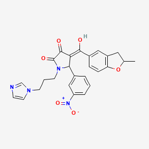 3-hydroxy-1-[3-(1H-imidazol-1-yl)propyl]-4-(2-methyl-2,3-dihydro-1-benzofuran-5-carbonyl)-5-(3-nitrophenyl)-2,5-dihydro-1H-pyrrol-2-one