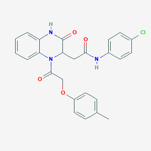 molecular formula C25H22ClN3O4 B11143885 N-(4-chlorophenyl)-2-{1-[(4-methylphenoxy)acetyl]-3-oxo-1,2,3,4-tetrahydroquinoxalin-2-yl}acetamide 