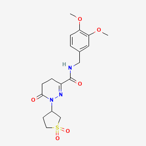 molecular formula C18H23N3O6S B11143893 N-(3,4-dimethoxybenzyl)-1-(1,1-dioxidotetrahydrothiophen-3-yl)-6-oxo-1,4,5,6-tetrahydropyridazine-3-carboxamide 