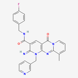 N-[(4-fluorophenyl)methyl]-6-imino-11-methyl-2-oxo-7-(pyridin-3-ylmethyl)-1,7,9-triazatricyclo[8.4.0.03,8]tetradeca-3(8),4,9,11,13-pentaene-5-carboxamide