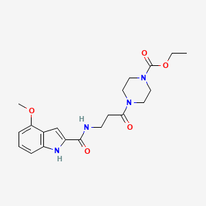 molecular formula C20H26N4O5 B11143931 ethyl 4-{N-[(4-methoxy-1H-indol-2-yl)carbonyl]-beta-alanyl}piperazine-1-carboxylate 