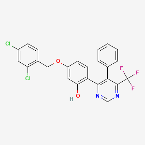 molecular formula C24H15Cl2F3N2O2 B11143943 5-[(2,4-Dichlorobenzyl)oxy]-2-[5-phenyl-6-(trifluoromethyl)-4-pyrimidinyl]phenol 