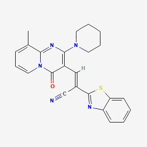 molecular formula C24H21N5OS B11143955 (2E)-2-(1,3-benzothiazol-2-yl)-3-[9-methyl-4-oxo-2-(piperidin-1-yl)-4H-pyrido[1,2-a]pyrimidin-3-yl]prop-2-enenitrile 