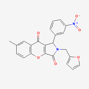 molecular formula C23H16N2O6 B11144020 2-(Furan-2-ylmethyl)-7-methyl-1-(3-nitrophenyl)-1,2-dihydrochromeno[2,3-c]pyrrole-3,9-dione 