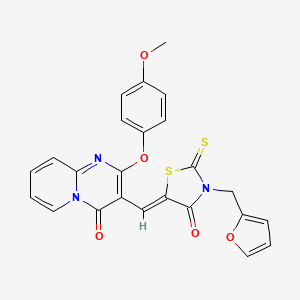 3-{(Z)-[3-(furan-2-ylmethyl)-4-oxo-2-thioxo-1,3-thiazolidin-5-ylidene]methyl}-2-(4-methoxyphenoxy)-4H-pyrido[1,2-a]pyrimidin-4-one