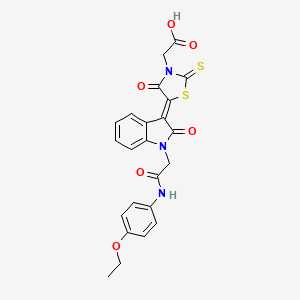 ((5Z)-5-{1-[2-(4-ethoxyanilino)-2-oxoethyl]-2-oxo-1,2-dihydro-3H-indol-3-ylidene}-4-oxo-2-thioxo-1,3-thiazolidin-3-yl)acetic acid