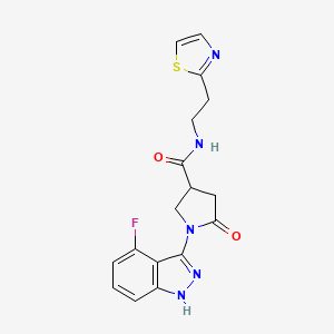 1-(4-fluoro-1H-indazol-3-yl)-5-oxo-N-[2-(1,3-thiazol-2-yl)ethyl]-3-pyrrolidinecarboxamide