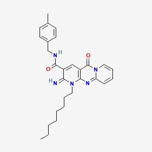 6-imino-N-[(4-methylphenyl)methyl]-7-octyl-2-oxo-1,7,9-triazatricyclo[8.4.0.03,8]tetradeca-3(8),4,9,11,13-pentaene-5-carboxamide