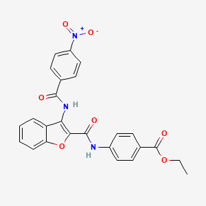 molecular formula C25H19N3O7 B11144132 Ethyl 4-{[(3-{[(4-nitrophenyl)carbonyl]amino}-1-benzofuran-2-yl)carbonyl]amino}benzoate 