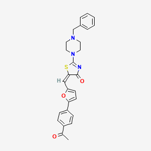 (5E)-5-{[5-(4-acetylphenyl)furan-2-yl]methylidene}-2-(4-benzylpiperazin-1-yl)-1,3-thiazol-4(5H)-one