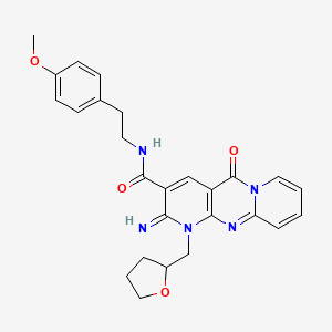 molecular formula C26H27N5O4 B11144230 6-imino-N-[2-(4-methoxyphenyl)ethyl]-2-oxo-7-[(oxolan-2-yl)methyl]-1,7,9-triazatricyclo[8.4.0.0^{3,8}]tetradeca-3(8),4,9,11,13-pentaene-5-carboxamide 