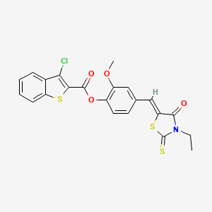 4-[(Z)-(3-ethyl-4-oxo-2-thioxo-1,3-thiazolidin-5-ylidene)methyl]-2-methoxyphenyl 3-chloro-1-benzothiophene-2-carboxylate