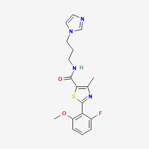 2-(2-fluoro-6-methoxyphenyl)-N-[3-(1H-imidazol-1-yl)propyl]-4-methyl-1,3-thiazole-5-carboxamide