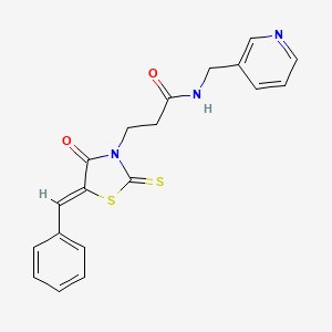 3-[(5Z)-5-benzylidene-4-oxo-2-thioxo-1,3-thiazolidin-3-yl]-N-(pyridin-3-ylmethyl)propanamide