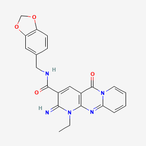 N-[(2H-1,3-benzodioxol-5-yl)methyl]-7-ethyl-6-imino-2-oxo-1,7,9-triazatricyclo[8.4.0.0^{3,8}]tetradeca-3(8),4,9,11,13-pentaene-5-carboxamide