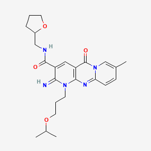 6-imino-13-methyl-2-oxo-N-[(oxolan-2-yl)methyl]-7-[3-(propan-2-yloxy)propyl]-1,7,9-triazatricyclo[8.4.0.0^{3,8}]tetradeca-3(8),4,9,11,13-pentaene-5-carboxamide