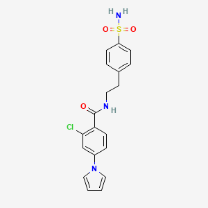 molecular formula C19H18ClN3O3S B11144337 2-chloro-4-(1H-pyrrol-1-yl)-N-[2-(4-sulfamoylphenyl)ethyl]benzamide 