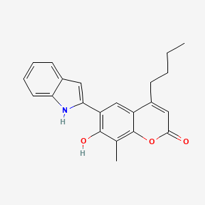 4-butyl-7-hydroxy-6-(1H-indol-2-yl)-8-methyl-2H-chromen-2-one