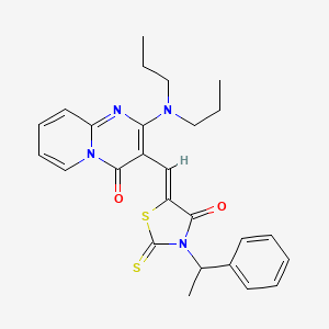 molecular formula C26H28N4O2S2 B11144349 2-(dipropylamino)-3-{(Z)-[4-oxo-3-(1-phenylethyl)-2-thioxo-1,3-thiazolidin-5-ylidene]methyl}-4H-pyrido[1,2-a]pyrimidin-4-one 