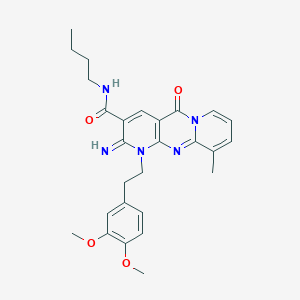 N-butyl-7-[2-(3,4-dimethoxyphenyl)ethyl]-6-imino-11-methyl-2-oxo-1,7,9-triazatricyclo[8.4.0.0^{3,8}]tetradeca-3(8),4,9,11,13-pentaene-5-carboxamide