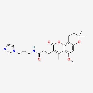 N-[3-(1H-imidazol-1-yl)propyl]-3-(5-methoxy-4,8,8-trimethyl-2-oxo-9,10-dihydro-2H,8H-pyrano[2,3-f]chromen-3-yl)propanamide