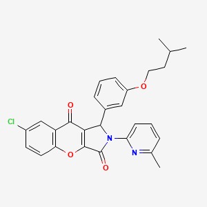 molecular formula C28H25ClN2O4 B11144559 7-Chloro-1-[3-(3-methylbutoxy)phenyl]-2-(6-methylpyridin-2-yl)-1,2-dihydrochromeno[2,3-c]pyrrole-3,9-dione 