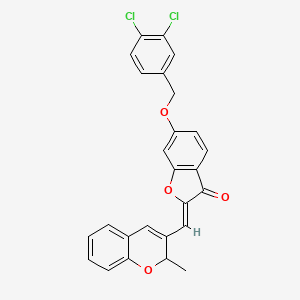 molecular formula C26H18Cl2O4 B11144578 6-[(3,4-dichlorobenzyl)oxy]-2-[(Z)-1-(2-methyl-2H-chromen-3-yl)methylidene]-1-benzofuran-3-one 