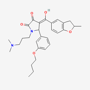 molecular formula C29H36N2O5 B11144621 5-(3-butoxyphenyl)-1-[3-(dimethylamino)propyl]-3-hydroxy-4-[(2-methyl-2,3-dihydro-1-benzofuran-5-yl)carbonyl]-1,5-dihydro-2H-pyrrol-2-one 