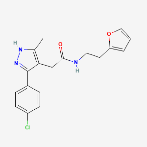 2-[5-(4-chlorophenyl)-3-methyl-1H-pyrazol-4-yl]-N-[2-(furan-2-yl)ethyl]acetamide