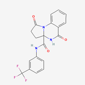 molecular formula C19H14F3N3O3 B11144641 5-hydroxy-1-oxo-N-[3-(trifluoromethyl)phenyl]-2,3-dihydropyrrolo[1,2-a]quinazoline-3a(1H)-carboxamide 