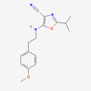 molecular formula C16H19N3O2 B11144648 5-{[2-(4-Methoxyphenyl)ethyl]amino}-2-(propan-2-yl)-1,3-oxazole-4-carbonitrile 