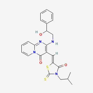 molecular formula C24H24N4O3S2 B11144676 2-[(2-hydroxy-2-phenylethyl)amino]-3-{(Z)-[3-(2-methylpropyl)-4-oxo-2-thioxo-1,3-thiazolidin-5-ylidene]methyl}-4H-pyrido[1,2-a]pyrimidin-4-one 