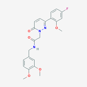 molecular formula C22H22FN3O5 B11144679 N-(3,4-dimethoxybenzyl)-2-[3-(4-fluoro-2-methoxyphenyl)-6-oxopyridazin-1(6H)-yl]acetamide 