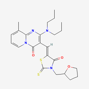 molecular formula C24H30N4O3S2 B11144695 2-(dipropylamino)-9-methyl-3-{(Z)-[4-oxo-3-(tetrahydrofuran-2-ylmethyl)-2-thioxo-1,3-thiazolidin-5-ylidene]methyl}-4H-pyrido[1,2-a]pyrimidin-4-one 