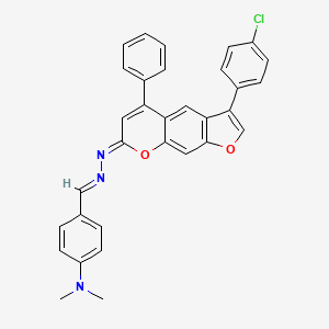 4-[(E)-{(2Z)-[3-(4-chlorophenyl)-5-phenyl-7H-furo[3,2-g]chromen-7-ylidene]hydrazinylidene}methyl]-N,N-dimethylaniline