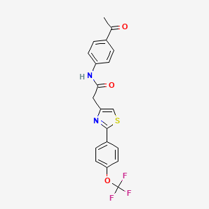 molecular formula C20H15F3N2O3S B11144710 N-(4-acetylphenyl)-2-{2-[4-(trifluoromethoxy)phenyl]-1,3-thiazol-4-yl}acetamide 