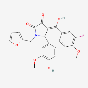 molecular formula C24H20FNO7 B11144791 4-(3-fluoro-4-methoxybenzoyl)-1-[(furan-2-yl)methyl]-3-hydroxy-5-(4-hydroxy-3-methoxyphenyl)-2,5-dihydro-1H-pyrrol-2-one 